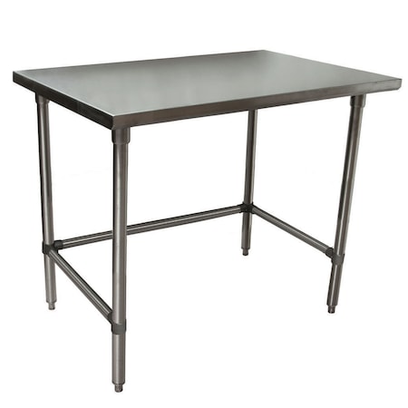 Stainless Steel Work Table Flat Top With Open Base 48Wx30D
